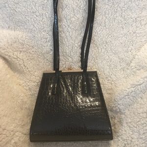 Carlos Falchi Black Patent Leather Shoulder Bag